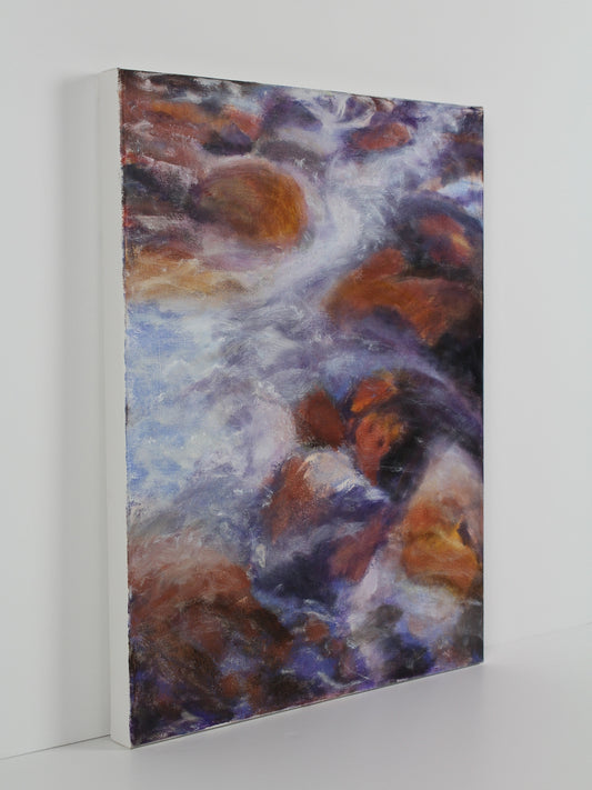 ‘Rushing’ – an oil on canvas painting by Fiona Barrett, available at Rising Creative Studio.
