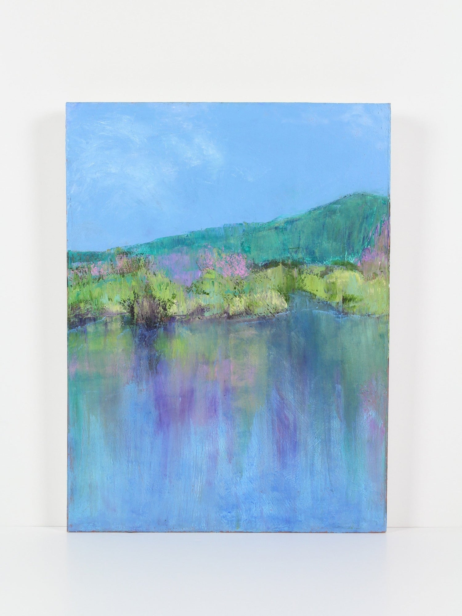 Oil on canvas work ‘Waikato Idyll’ by Fiona Barrett, original painting at Rising Creative Studio.