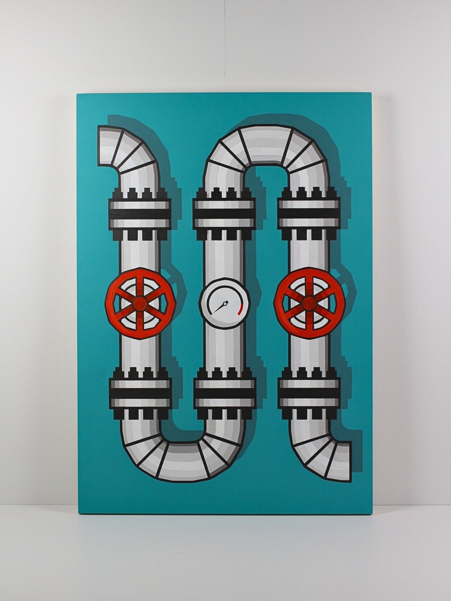 ‘Valve VAT Orange’ – an acrylic on board painting by David Ellis, available at Rising Creative Studio.