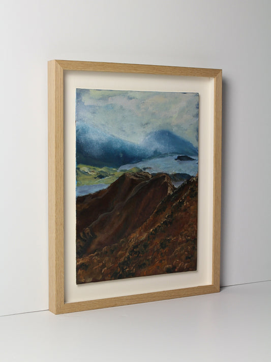 Original landscape painting, oil on canvas panel ‘As Far As The Eye Can See’, created by CJ Hobbs, available through Rising Creative Studio.