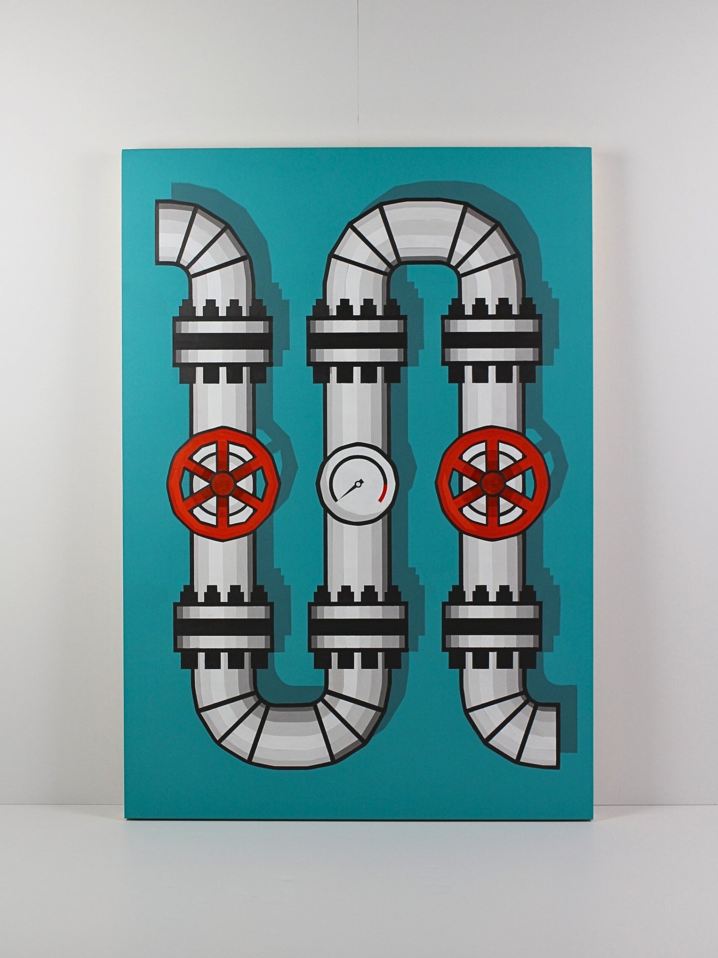 ‘Valve VAT Orange’ – an acrylic on board painting by David Ellis, available at Rising Creative Studio.