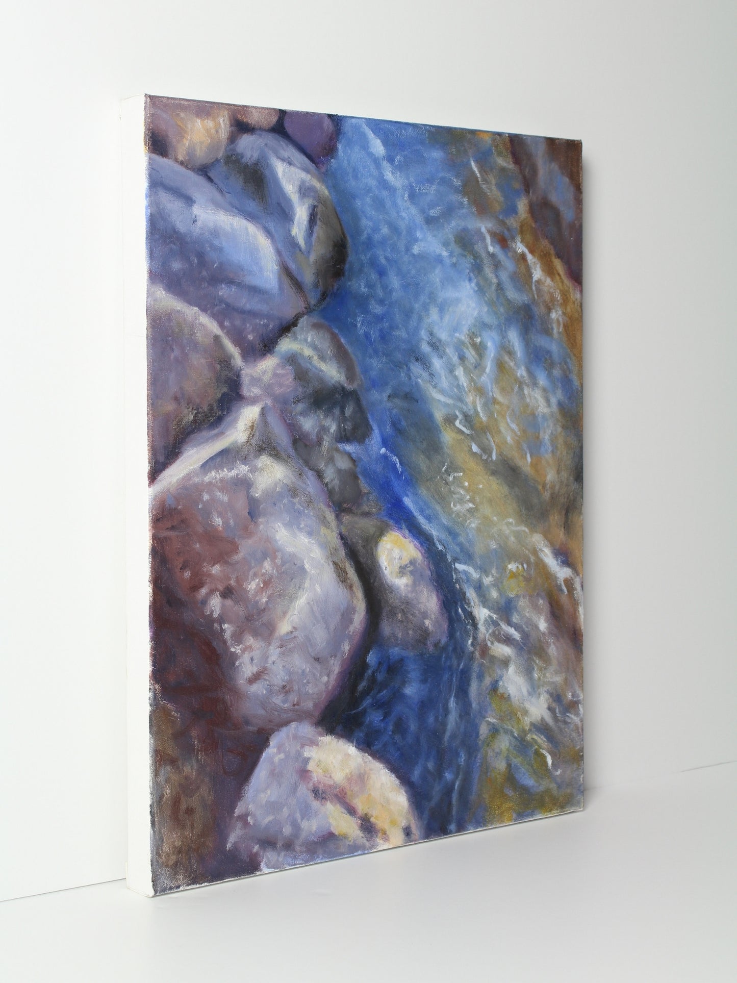 Oil on canvas artwork titled ‘Lick of Sun’ by Fiona Barrett, original painting available at Rising Creative Studio.