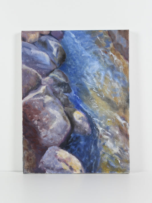 Oil on canvas artwork titled ‘Lick of Sun’ by Fiona Barrett, original painting available at Rising Creative Studio.