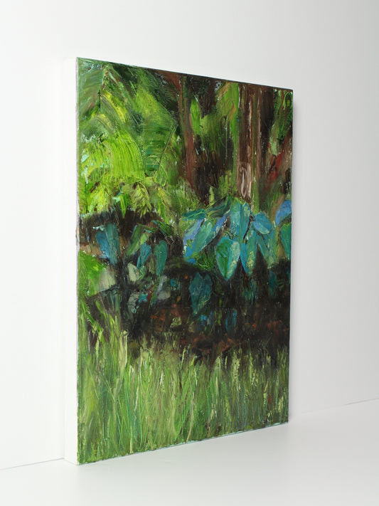 Original oil on canvas artwork ‘Reflect Blue’, created by Fiona Barrett, available through Rising Creative Studio.