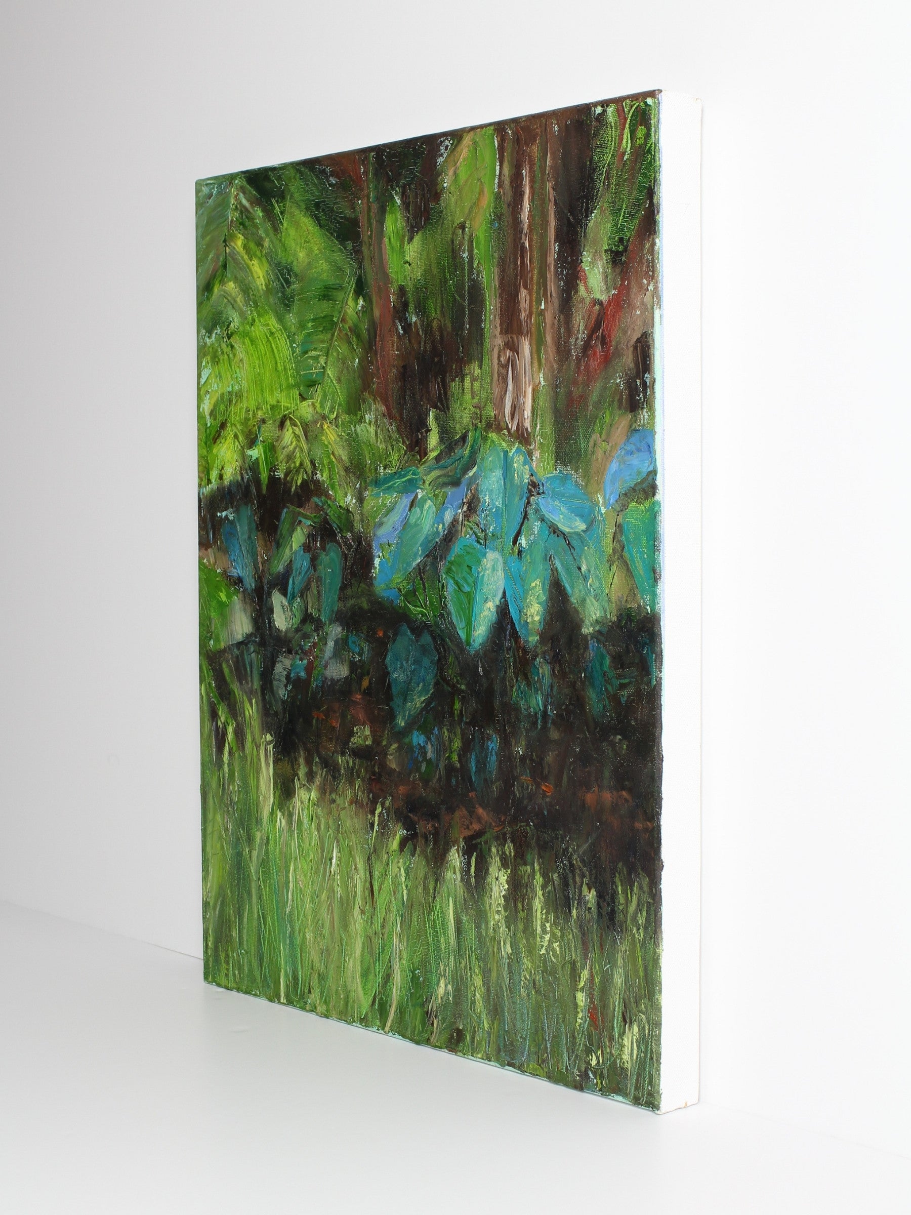 Original oil on canvas artwork ‘Reflect Blue’, created by Fiona Barrett, available through Rising Creative Studio.