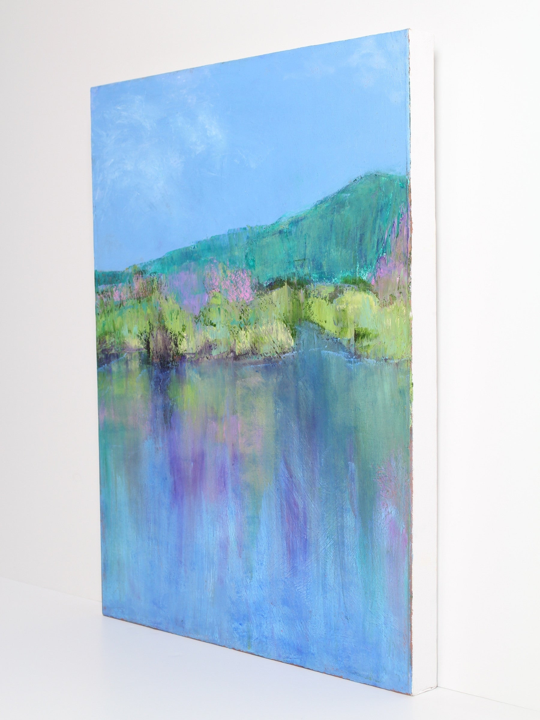 Oil on canvas work ‘Waikato Idyll’ by Fiona Barrett, original painting at Rising Creative Studio.