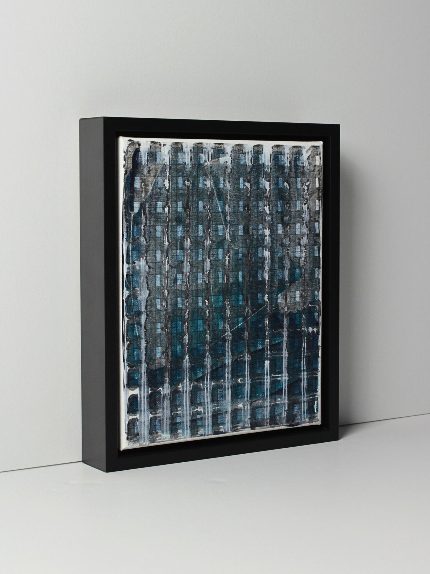 A layered artwork - acrylic on canvas composition ‘Construct’ by Natalie Snowden, original painting at Rising Creative Studio.
