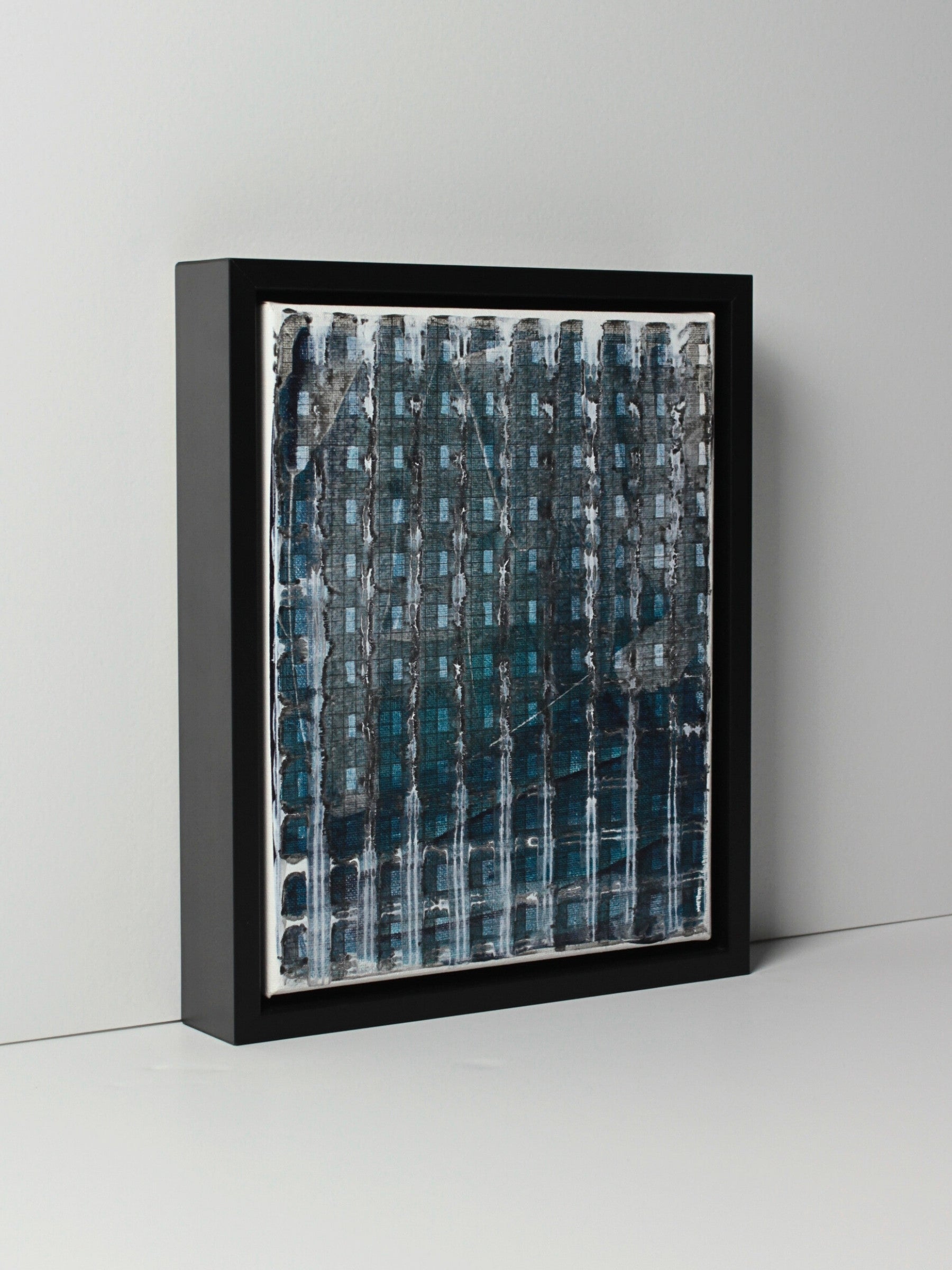 A layered artwork - acrylic on canvas composition ‘Construct’ by Natalie Snowden, original painting at Rising Creative Studio.