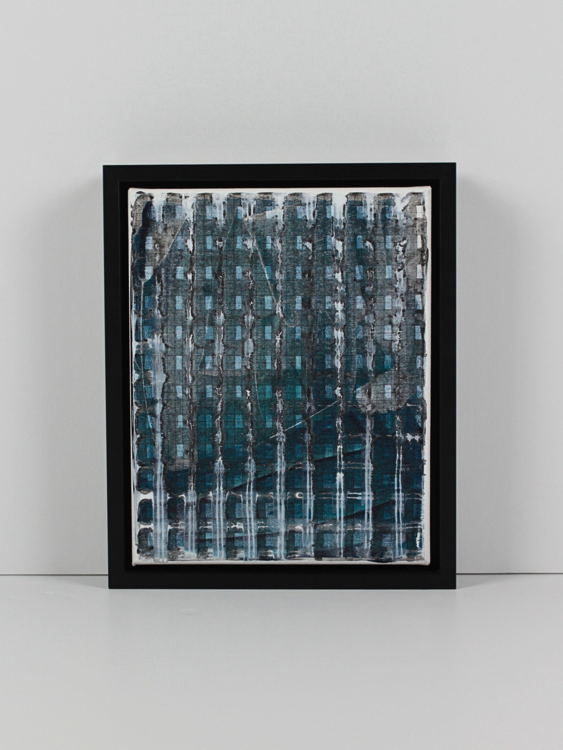A layered artwork - acrylic on canvas composition ‘Construct’ by Natalie Snowden, original painting at Rising Creative Studio.