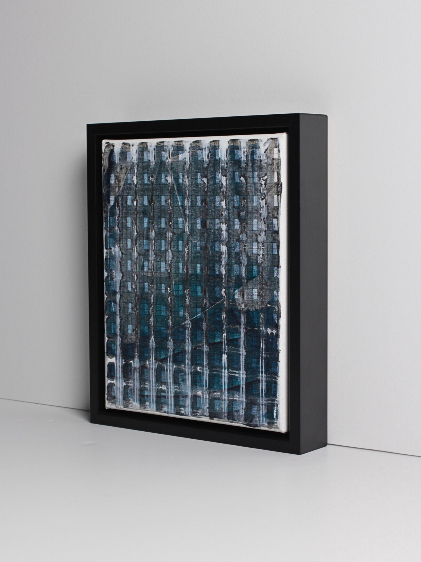 A layered artwork - acrylic on canvas composition ‘Construct’ by Natalie Snowden, original painting at Rising Creative Studio.