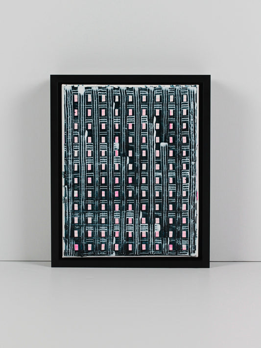 Original abstract acrylic on canvas piece ‘Guise’, created by Natalie Snowden, available through Rising Creative Studio.