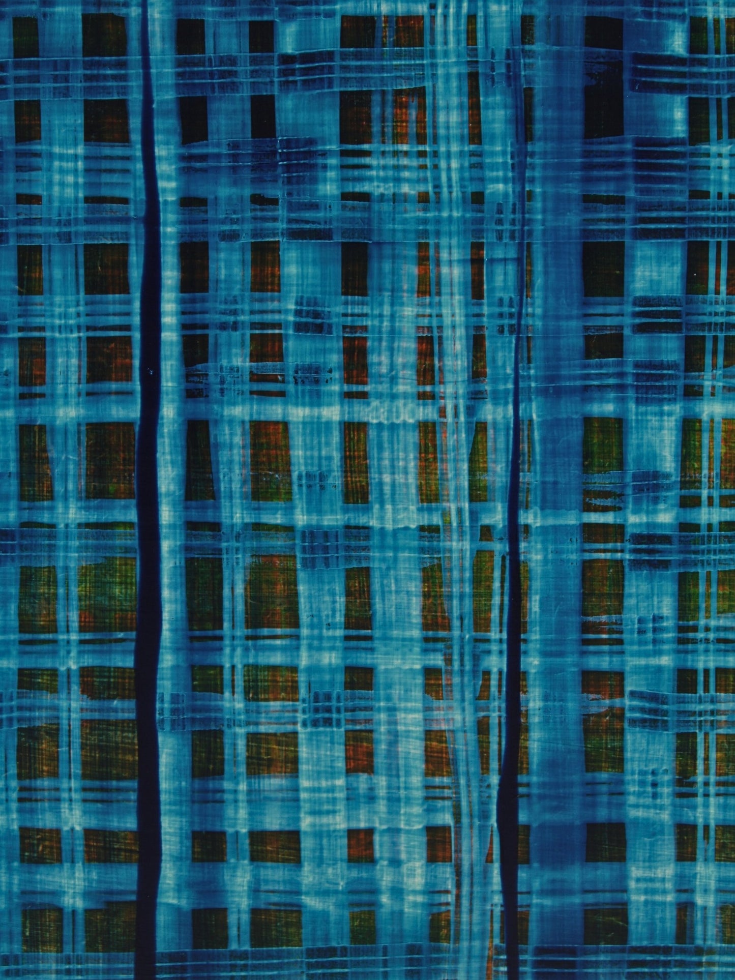 A structured yet spontaneous artwork - acrylic on board ‘Revealment’ by Natalie Snowden, original painting at Rising Creative Studio.