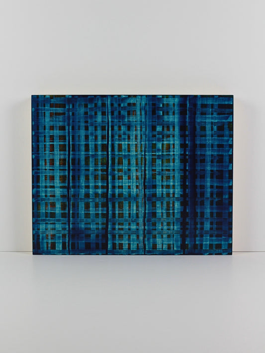A structured yet spontaneous artwork - acrylic on board ‘Revealment’ by Natalie Snowden, original painting at Rising Creative Studio.