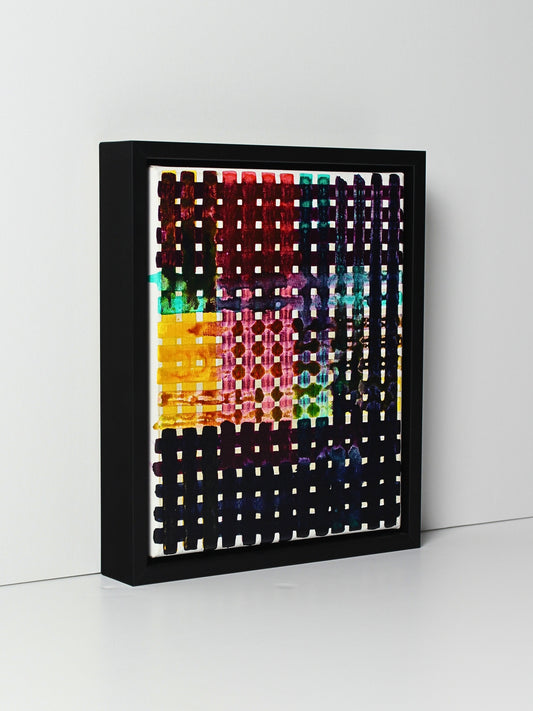 ‘Sampler’ – an abstract acrylic on canvas painting by Natalie Snowden, available at Rising Creative Studio.